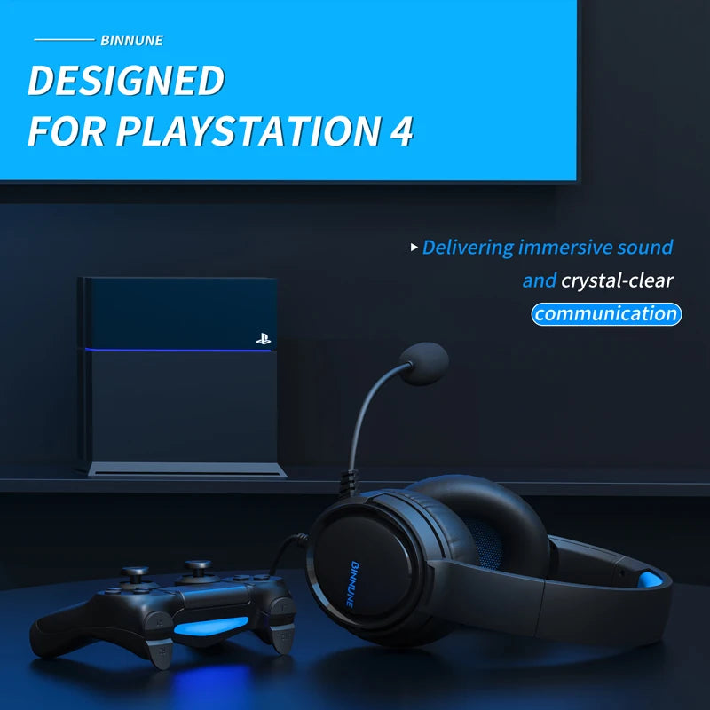 Casque de jeu filaire supra-auriculaire BINNUNE BG02 avec micro pour PS4 PS5 Xbox Series X | Casque stéréo premium pour Xbox One, PC, Switch et Pro