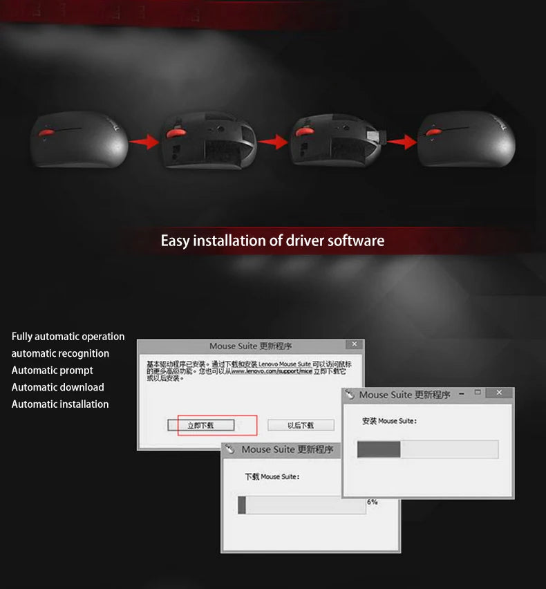Lenovo ThinkPad Office Mouse Bluetooth + Wireless Dual-Mode Mouse, Ergonomic Wireless Office Mouse, 1200 DPI Portable Laptop Mouse