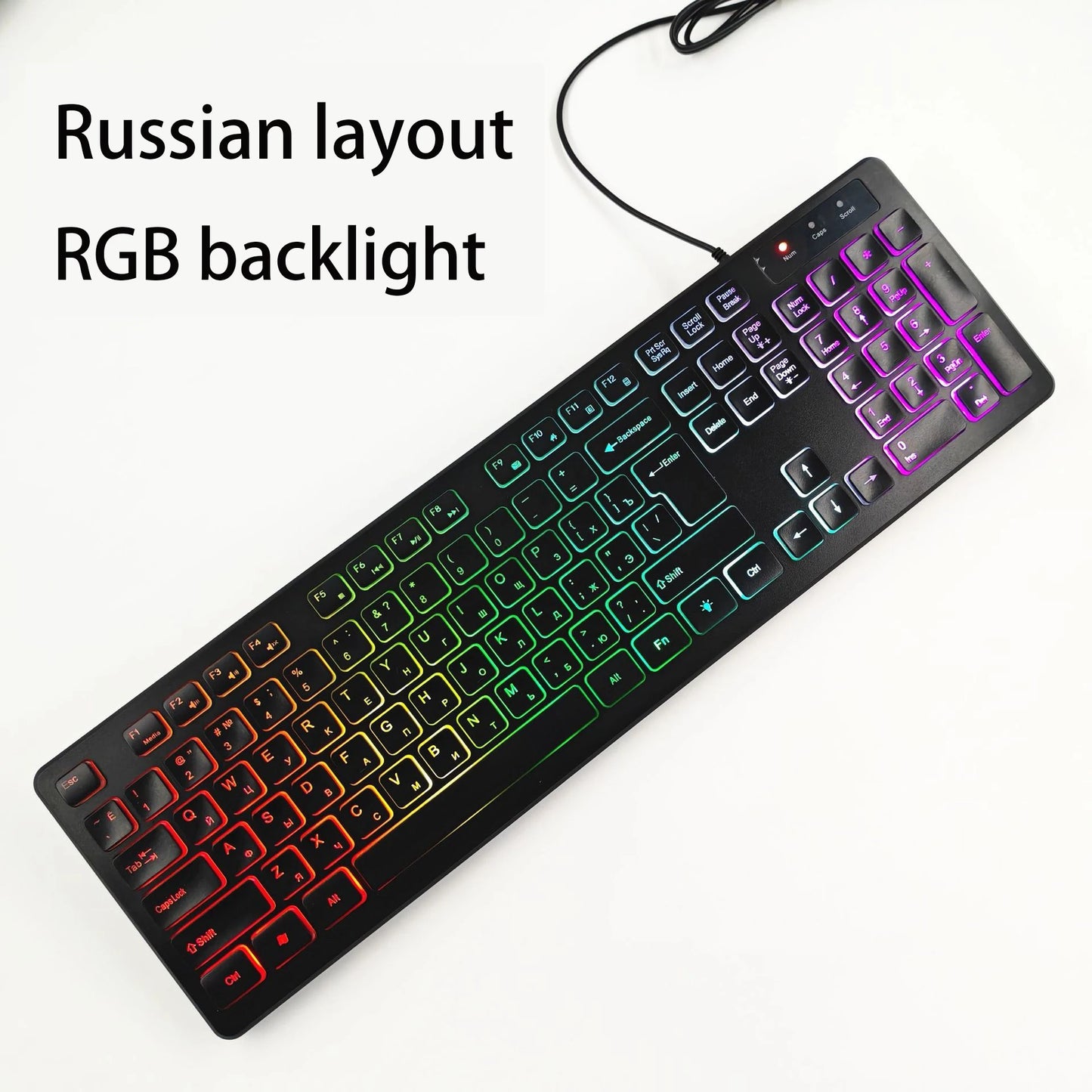 Spanisches/Französisches (AZERTY)/Russisches/Arabisches/Deutsches Tastaturlayout, beleuchtete kabelgebundene Desktop-Gaming-Tastatur für Desktop-Computer und Büro