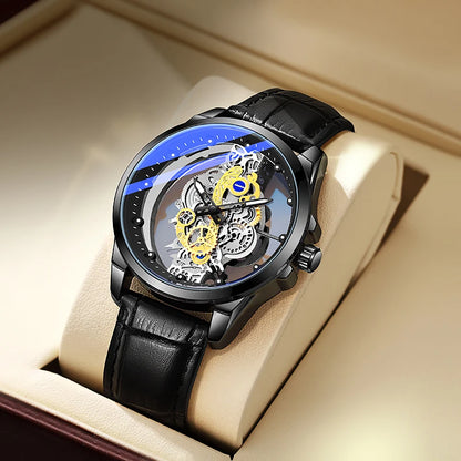 TPW Hot Trendy Fashion Wholesale Men Golden Black Blue Skeleton NOT Automatic Watch Quartz Wrist Watches Luxury 2024