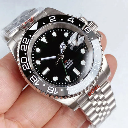 NH34A 200M Waterproof 40mm NH34 GMT Sapphire Luminous Automatic Movement Diving Watch Men Steel Bracelet Black Grey Insert
