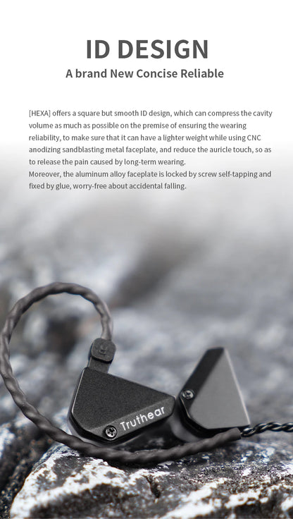 Auriculares con cable híbridos Truthear HEXA 1DD+3BA – Monitores intrauditivos IEM de alta fidelidad con cable plateado de 0.78 2Pin