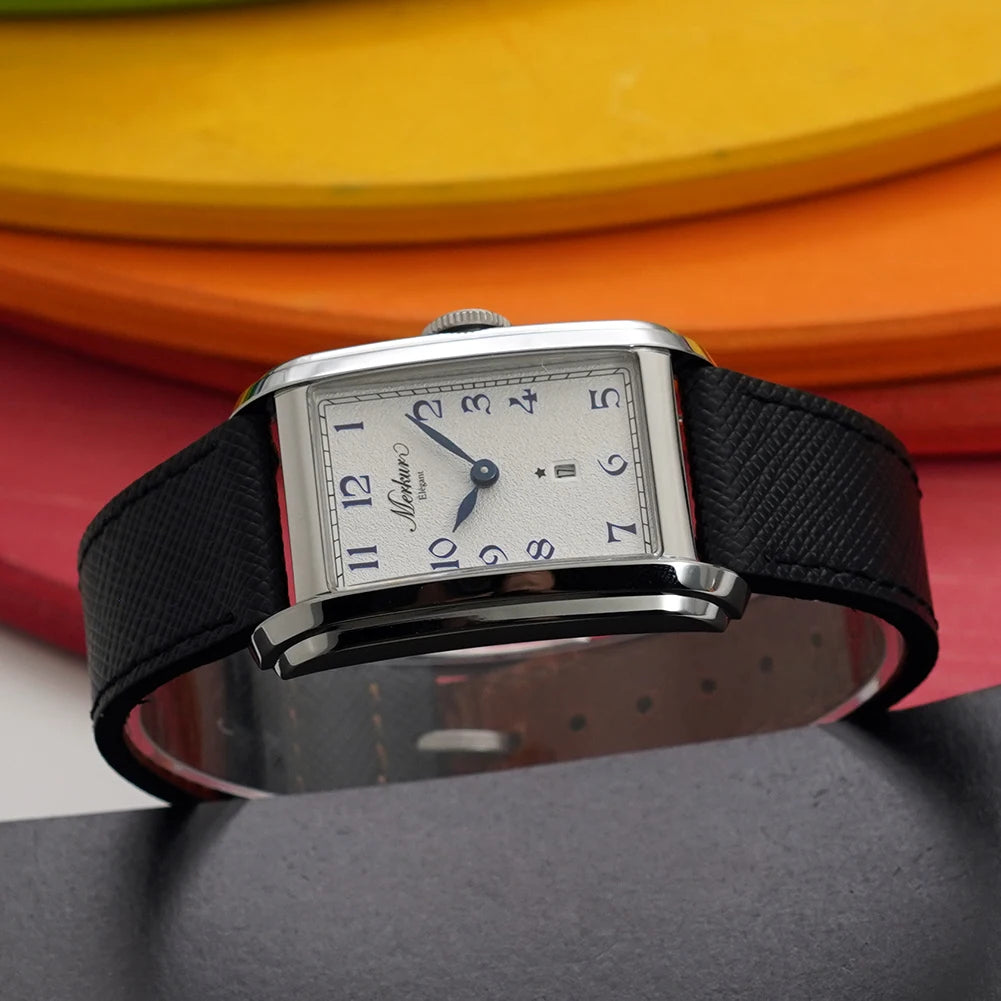 New MERKUR NH05 Rectangle Retro Casual Watch for Men Business Series Automatic Chorded Watch Relogio Sapphire White Watch