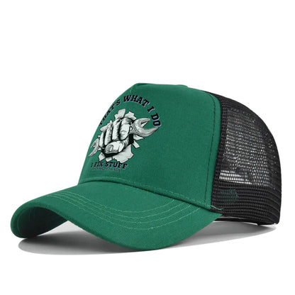 Modebaseballkasket i printet, åndbart net til forår/sommer – Gorras med personligt logo til mænd, kvinder og par – Visirhat, casquette