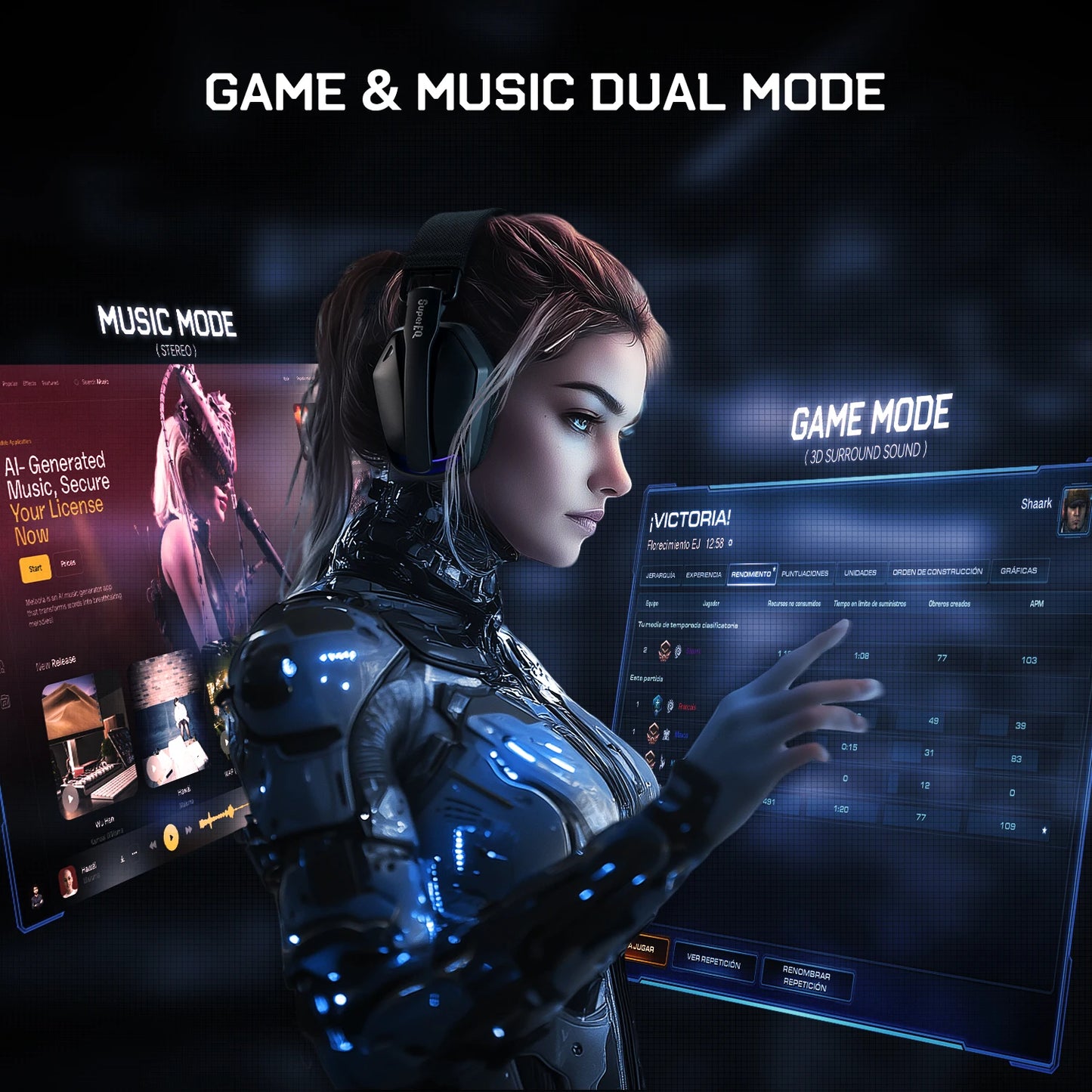 EKSA G19BT Tri-Mode Wireless Gaming Headset – Bluetooth 5.4, 2.4GHz Low Latency Gaming Headphones with Microphone for PC, PS5, Xbox