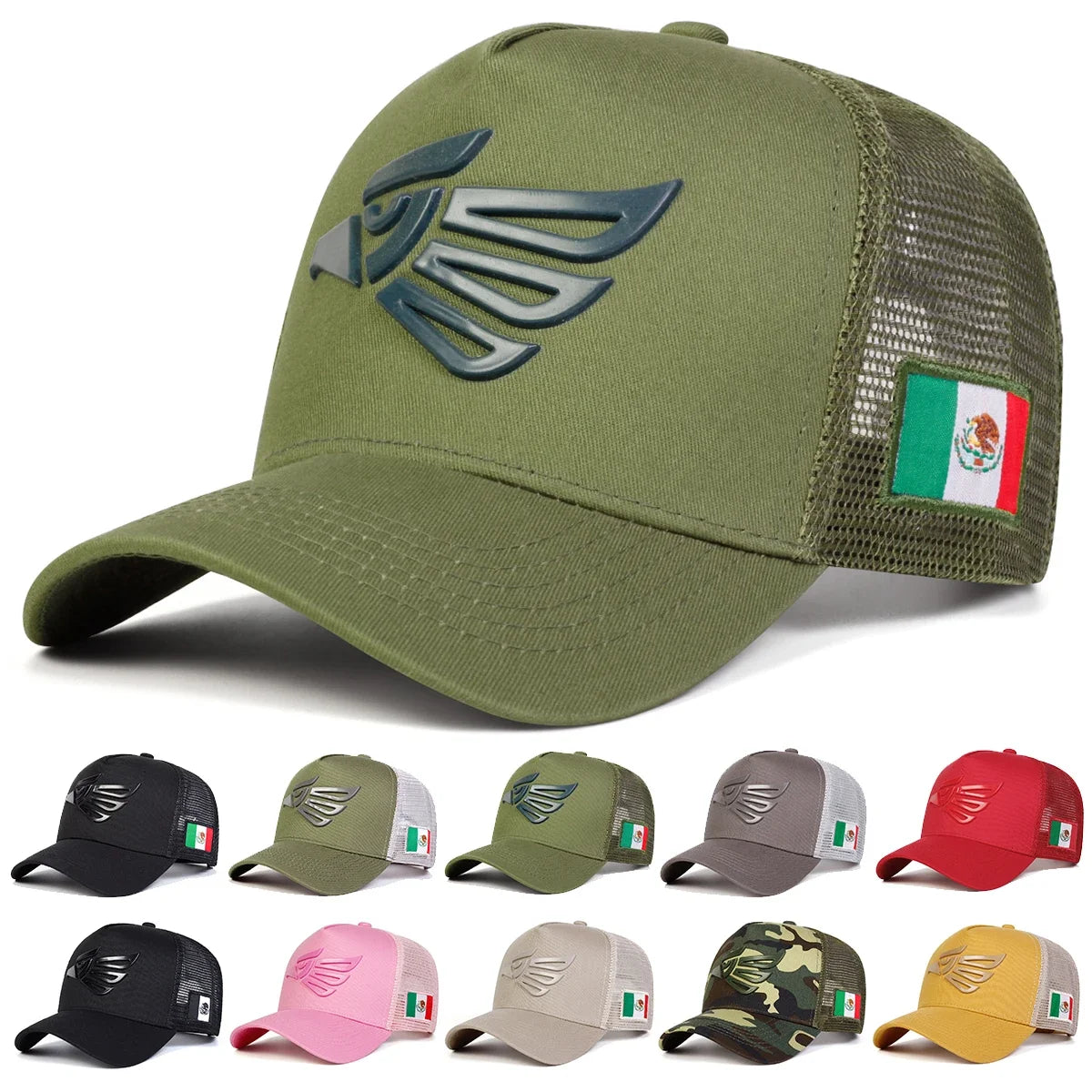 Unisex Mexican Eagle Label Baseball Net Caps Adjustable Casual Hats Spring and Summer Outdoor Sunscreen Hat