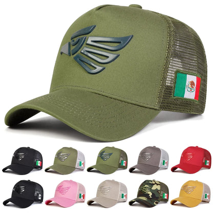 Unisex Mexican Eagle Label Baseball Net Caps Adjustable Casual Hats Spring and Summer Outdoor Sunscreen Hat