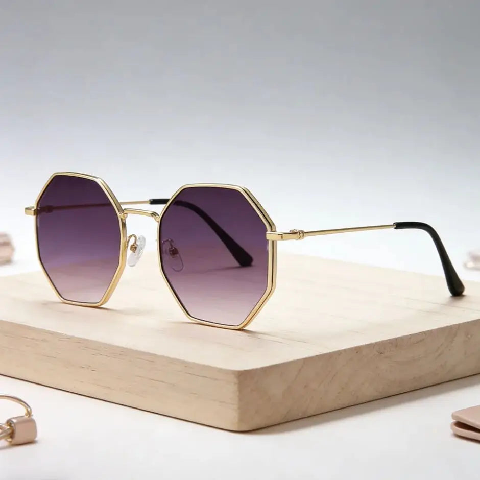 Luxury Square Sunglasses Man Woman Fashion Small Frame Polygon Sun Glasses Metal Vintage Retro Brand Octagon Gafas De Sol UV400