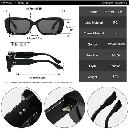SHAUNA Retro Square Sunglasses Women Fashion Rivets Gradient Shades UV400 Men Green Pink Sun Glasses