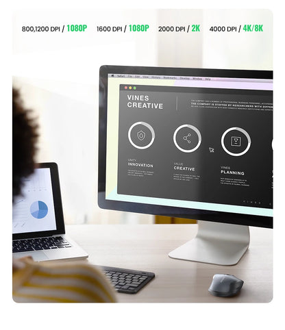 UGREEN Wireless Ergonomic Mouse 4000 DPI Silent Wireless Mouse with 6 Buttons, 2.4G & Bluetooth Ergonomic Mouse for Laptop, MacBook, PC & Tablet