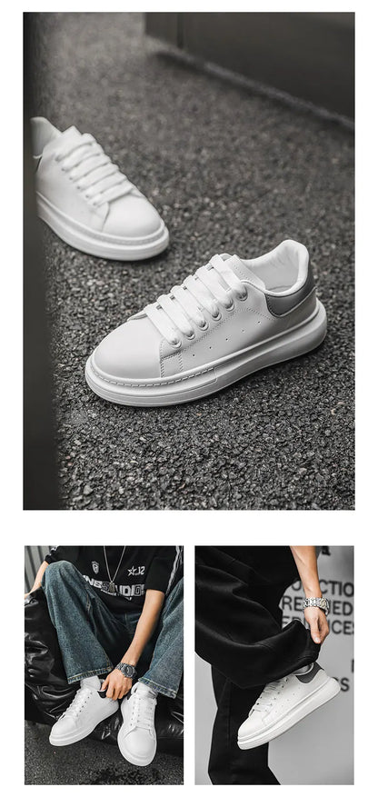 White Minimalist Sneakers For Men Comfy Leather Casual Sneakers Man Platform Skateboard Shoes Outdoor Low-cut Men's Sports Shoes