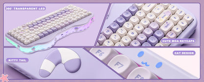 YUNZII C75 Wireless Mechanical Keyboard, 75% Creamy Hot Swap Custom RGB Keyboard, Gasket Cute Cake Design, for Win/Mac/Gaming