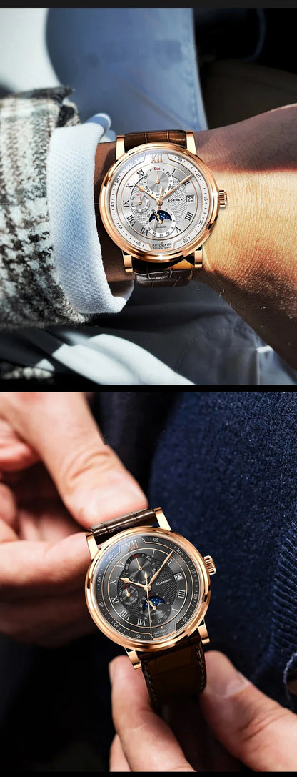 BORMAN BM3868  New 40mm  Luxury Men Automatic Mechanical Men's Watches Sapphire Multi-function Waterproof Moon Phase Clocks