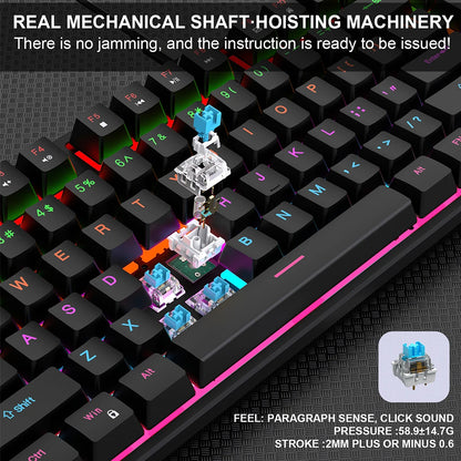 KEBIDUMEI RGB Mechanical Keyboard USB Wired Gaming Keyboard 104Keys Hot Swappable Ergonomic Keyboard Computer Accessories For PC