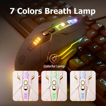 Inphic W8 Wired Gaming Mouse 4000DPI RGB Backlit Computer Mouse with 7 Buttons Macro Programming Silent Click USB Gaming Mouse