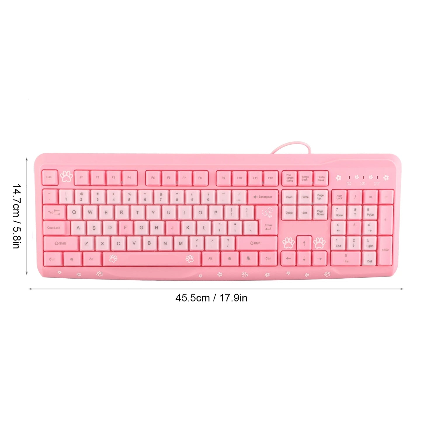 104 Keys USB Wired Keyboard Ultra Thin Cute Cartoon Ergonomic Computer Keyboard Plug and Play for Home PC Laptops