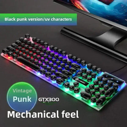 Mechanical Gaming Keyboard USB Wired 104-Key Gaming Keyboard for PC, Laptop & Desktop, Steampunk English Keyboard for Gaming, Office & Typing