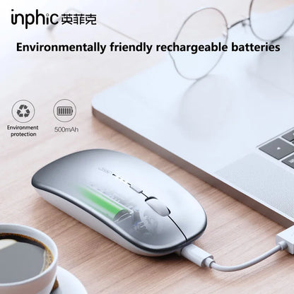 Inphic M1P Rechargeable 2.4G Wireless Mouse with Battery Level Display, Silent Portable Wireless Mouse, Ultra-Thin Rechargeable Mouse for Laptop, PC & Office