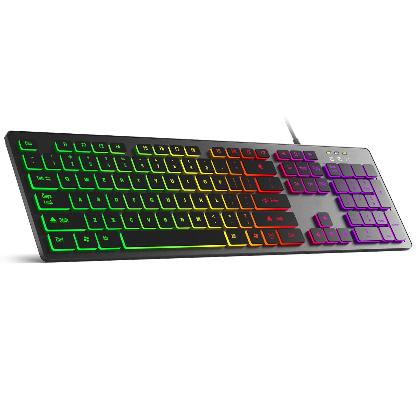 FUYUMY RGB Wired Gaming Keyboard USB Computer Gaming Keyboard with 104 Keys, Backlit Ergonomic Gaming Keyboard for PC, Laptop, Office & Home