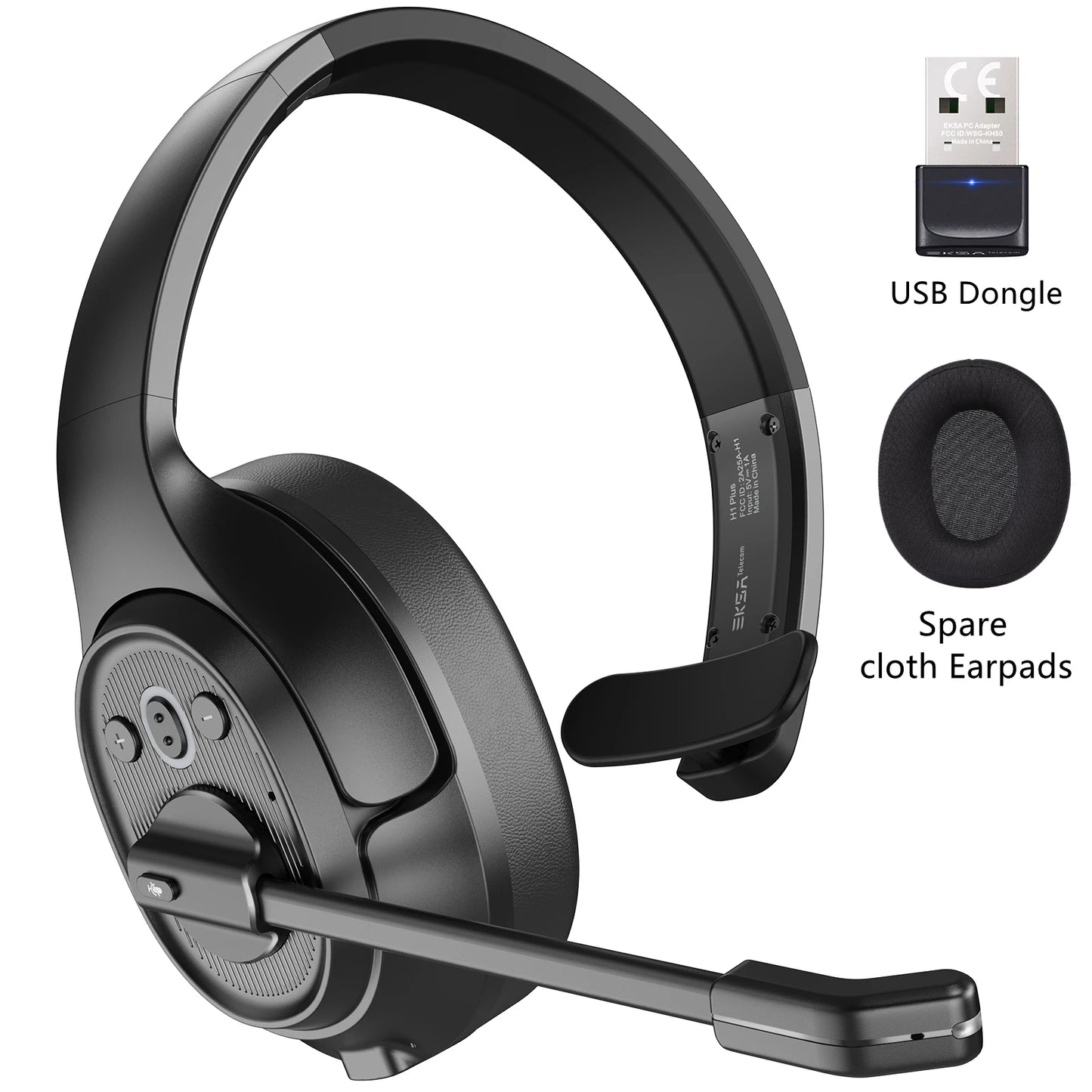 EKSA H1 Bluetooth 5.0 Headset Wireless Headphones With Mic Ai ENC Noise Cancelling Office Earphones For Driver Call Center Skype