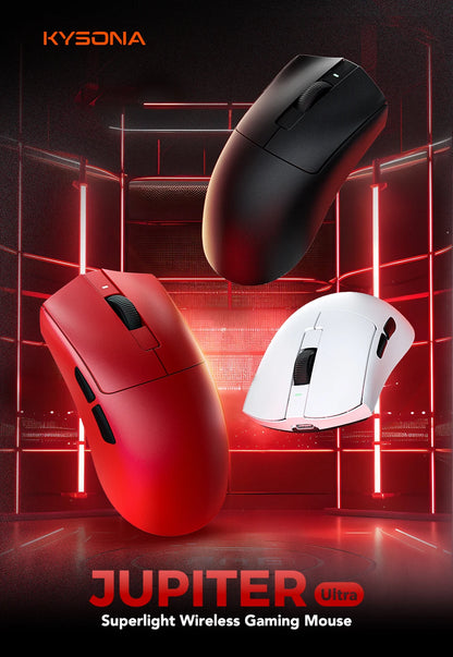 KYSONA Jupiter-serien gamingmus trådbunden/trådlös mus 8Khz PAW3950-sensor Bluetooth 46g uppladdningsbar webbdrivrutin för PC och laptop