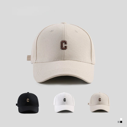 Hard-top C-bogstav baseballkasket til mænd og kvinder – koreansk version af den populære kasket med bred skygge, til store hoveder, med buet skygge
