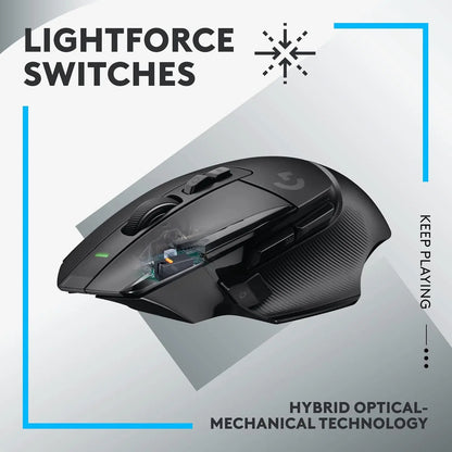 Logitech G502 X LIGHTSPEED Gaming Mouse Wireless, HERO 25K Sensor, LIGHTFORCE Hybrid Optical-Mechanical Switches, RGB Gaming Mouse for PC