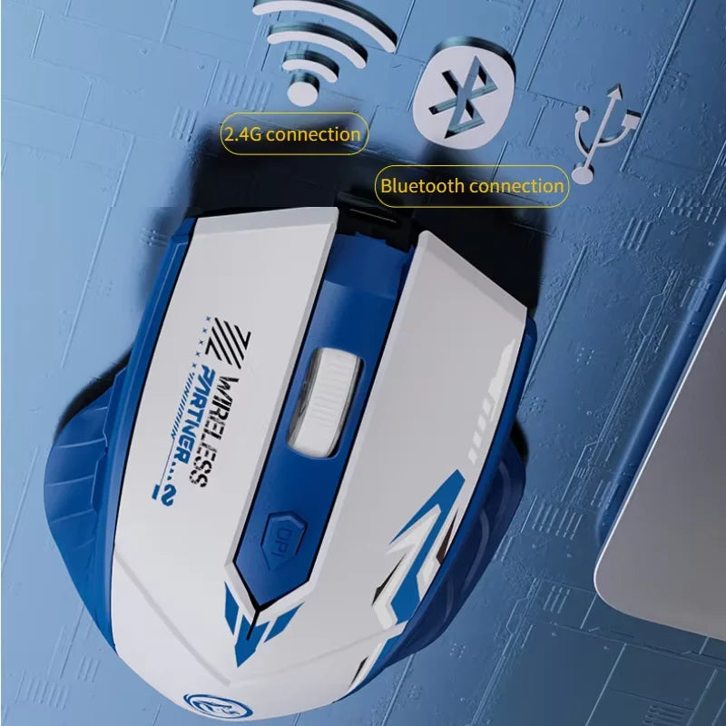 Rechargeable Wireless Mouse Bluetooth 5.4 & 2.4GHz Gaming Mouse, Ergonomic Wireless Mouse 1600 DPI for PC, Laptop & Office