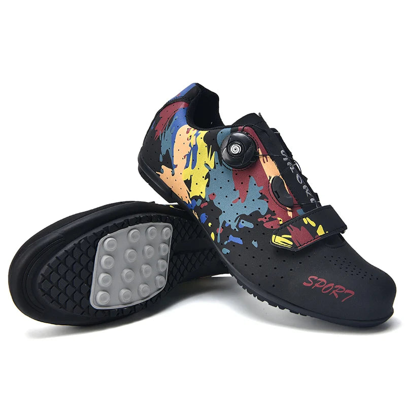 Lock-Free Cycling Shoes Flat Pedal Shoes Men Bike Cleat Sneaker MTB Bicycle Biking Women Breathable Indoor Boots