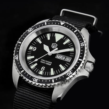 Watchdives WD1980 V3 Quartz Watch VH31 Sweep Movement Sapphire Vintage Watch 100m Waterproof Stainless Steel Luminous Mens Watch