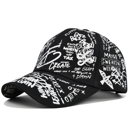 Trendy Unisex Graffiti Print Baseball Cap - Colorful Painted Visor Fashion Hat