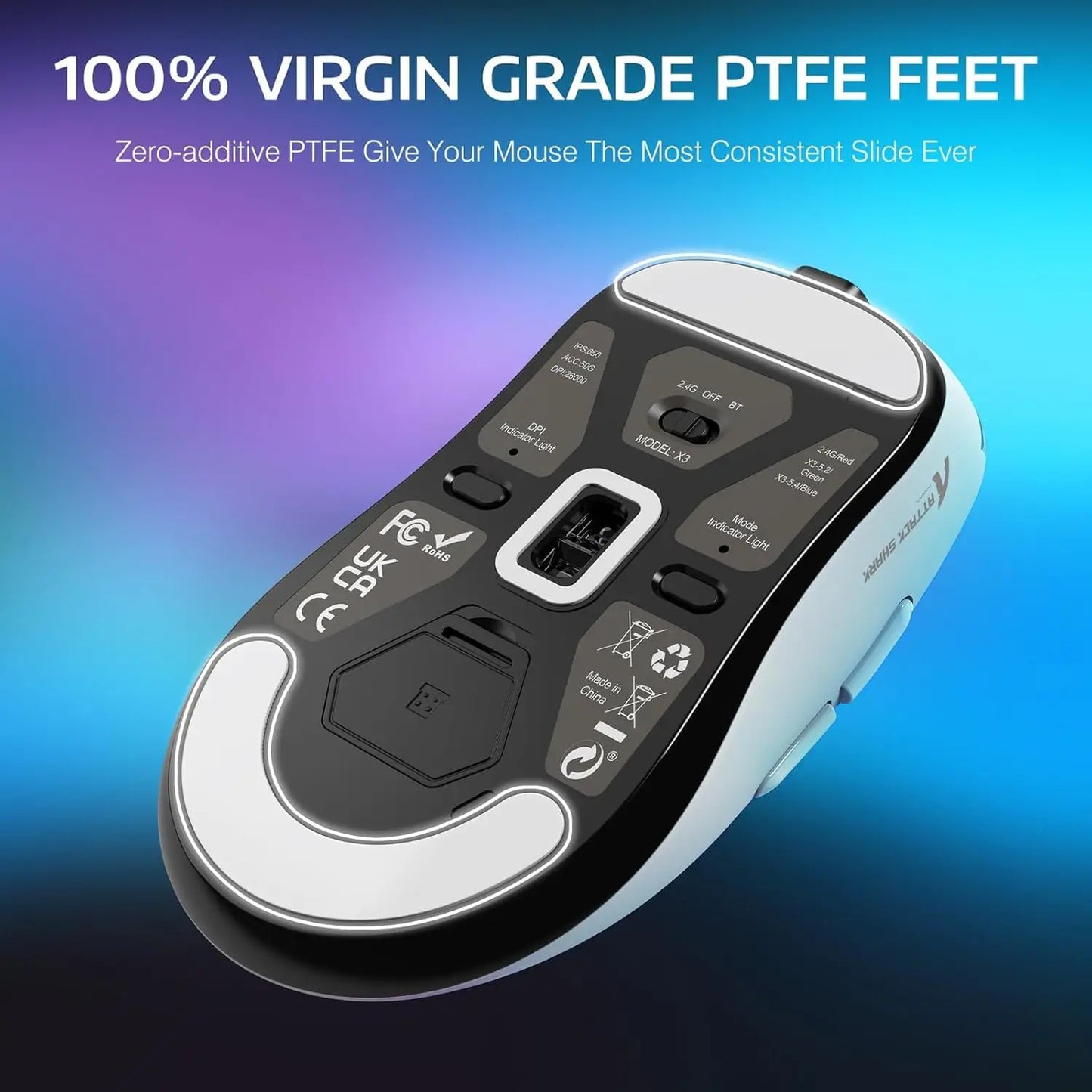 Attack Shark X3Pro bezdrôtová Bluetooth herná myš PixArt PAW3395 26000dpi optická myš s trojrežimovým pripojením a makrami