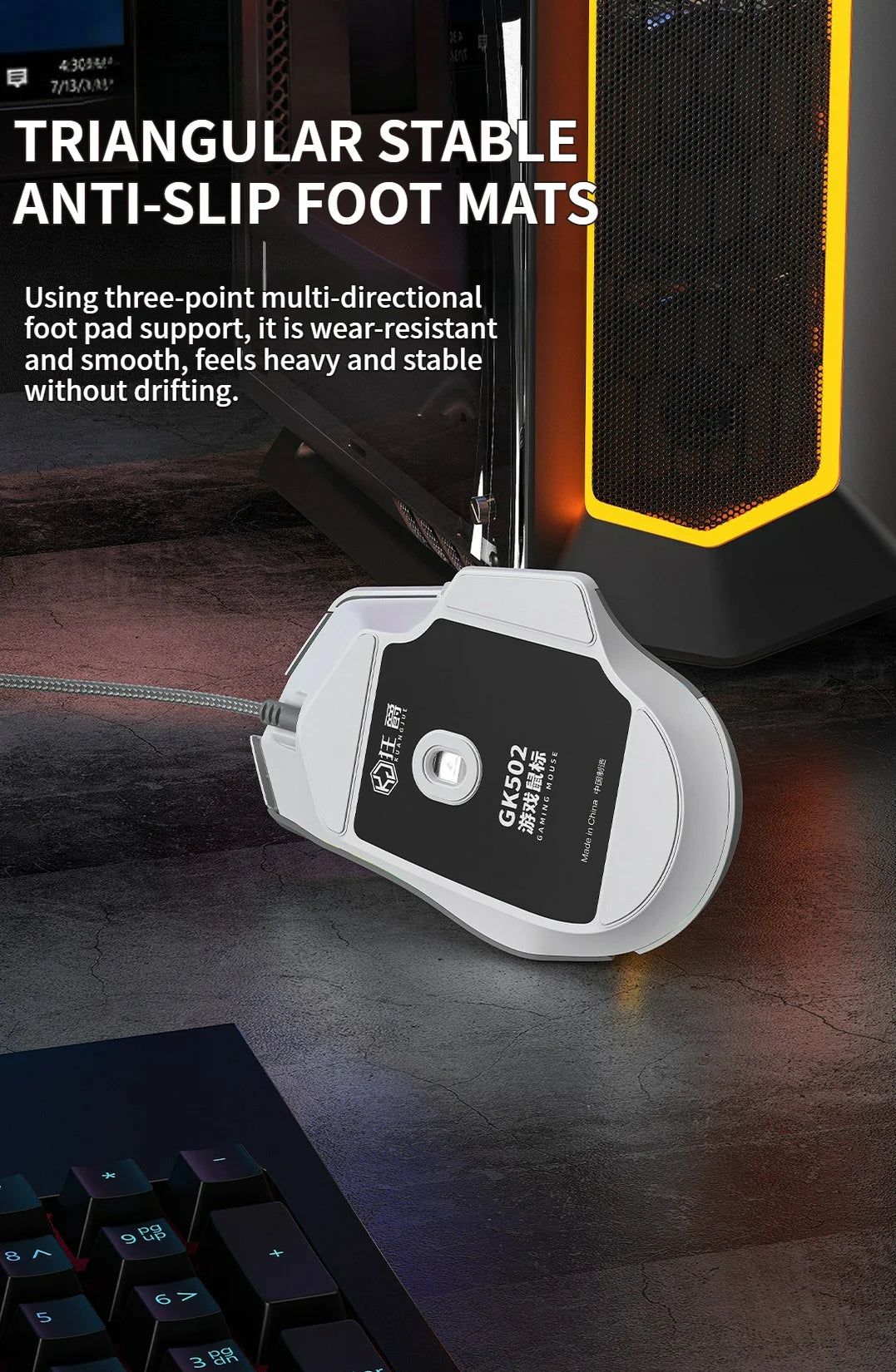 Xundler GK502 Wired Gaming Mouse RGB Lights, 12800 DPI Ergonomic Wired Gaming Mouse with 10 Programmable Macro Buttons for PC Gamers