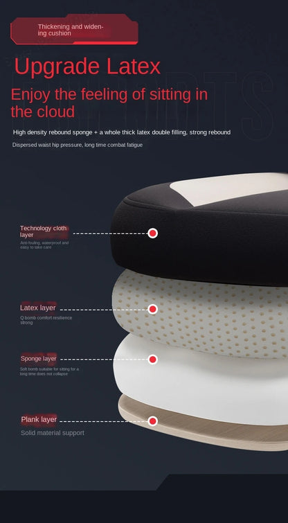 Ergonomic Gaming Chair with Latex Seat Cushion, Adjustable Backrest, Computer Office Chair, Racing Style Gamer Chair with Armrests
