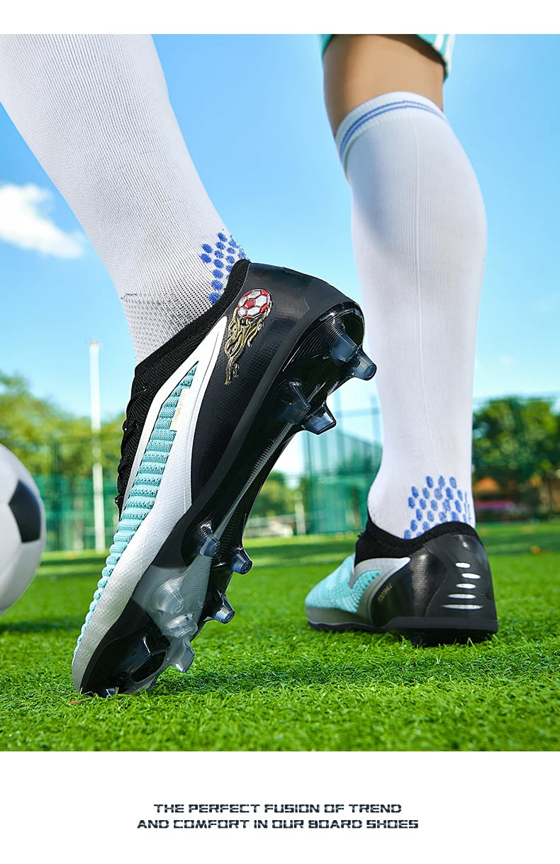 Męskie buty piłkarskie, sportowe buty do piłki nożnej, buty z kolcami do użytku na świeżym powietrzu, dla dorosłych, antypoślizgowe, dla chłopców, z długimi kolcami, treningowe, oddychające, meczowe, wygodne