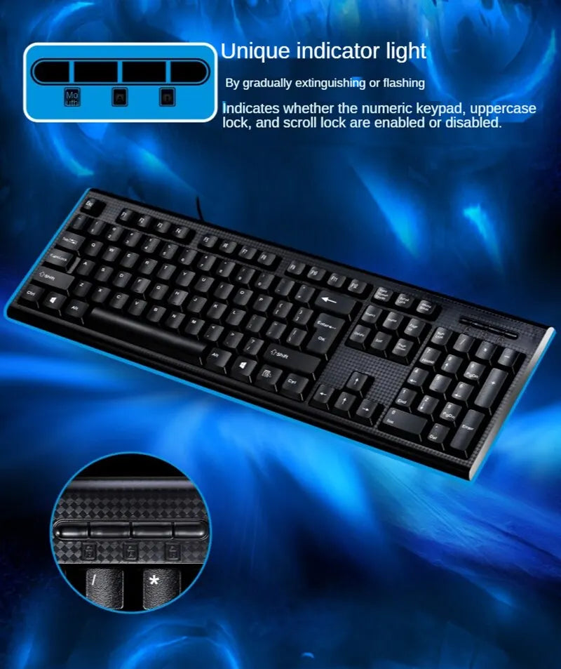 Q9 Wired USB Keyboard 104-Key Business Office Keyboard for Desktop & Laptop, Full-Size Wired USB Keyboard for Home, Office & Windows/Mac