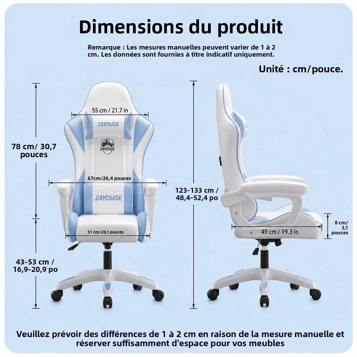 AOLIVIYA Gaming Reclining Chair Ergonomic Office Chair with Footrest, Adjustable Swivel Computer Chair, Racing Style E-Sports Gaming Seat