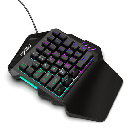 Ergonomic One-Handed Gaming Keyboard, 35-Key Compact Design, RGB Lighting, USB Powered, Thin Film Keys for Enhanced Gaming