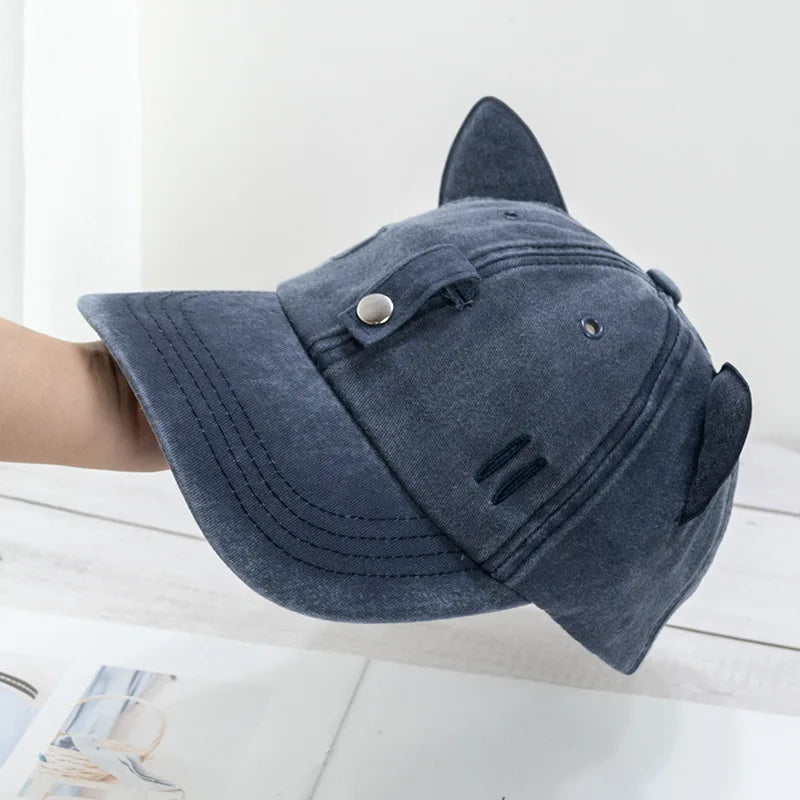 New Cat Ears Sunglasses Baseball Cap Y2K Cotton Washed Pilot Snapback Caps Gorras Women And Men Outdoor Sunshade Sun Hats Unisex