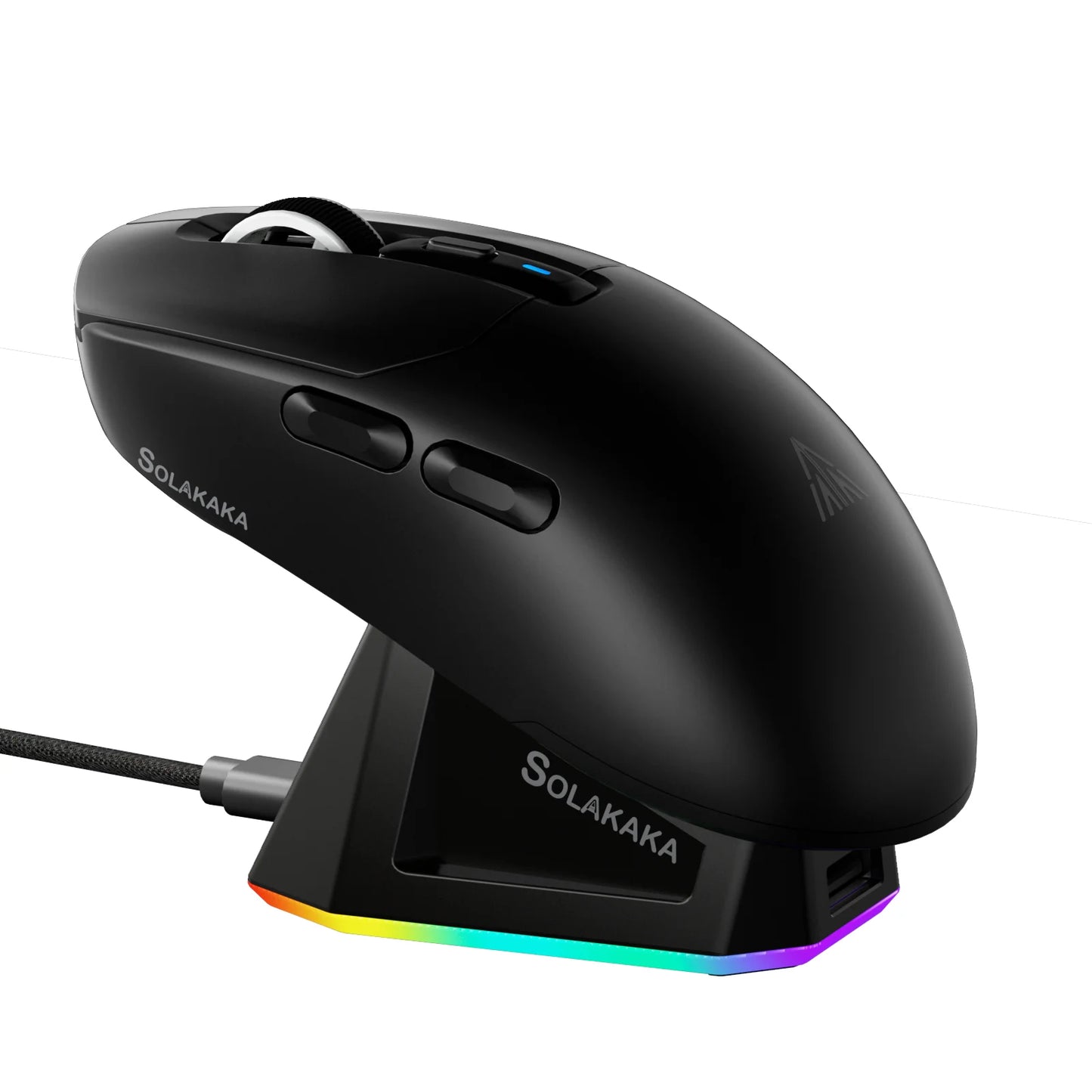 Rato Gaming Sem Fios SOLAKAKA SM820 Tri-mode Ultra-Leve, Dock Magnético Recarregável, RGB, PAW3311, 24000DPI, Macro Sem Fios
