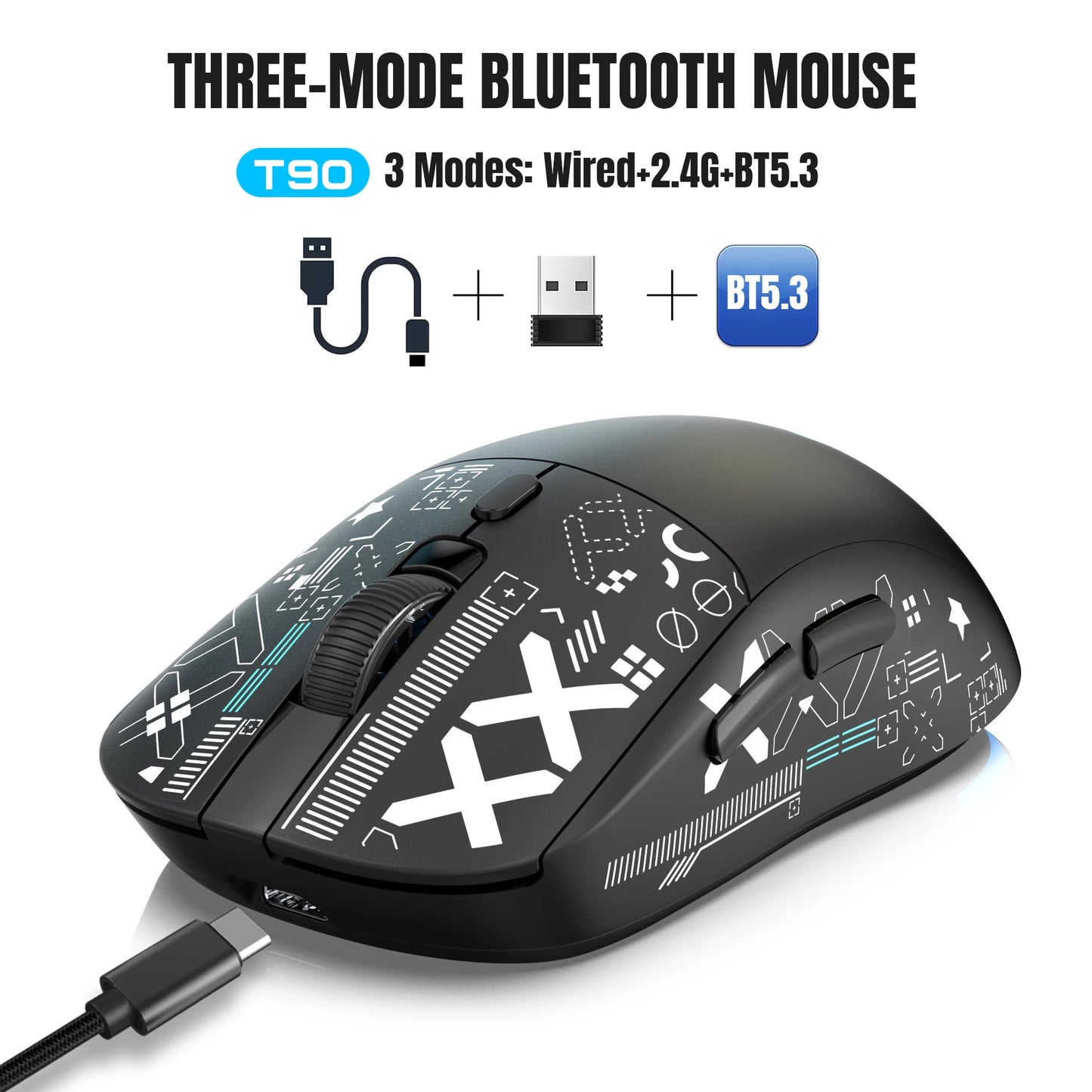 RGB Wireless Gaming Mouse with Charging Dock, 3-Mode Bluetooth & 2.4G Rechargeable Silent Gaming Mouse for PC, Laptop & Mac