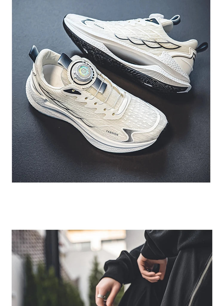Zapatillas deportivas informales de verano transpirables para hombre, nuevas zapatillas de running de malla transpirable, modernas y versátiles, con hebilla giratoria, adecuadas para deportes al aire libre y para el día a día