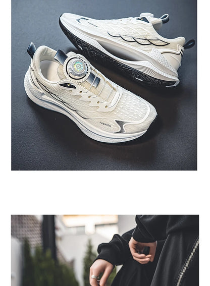 Zapatillas deportivas informales de verano transpirables para hombre, nuevas zapatillas de running de malla transpirable, modernas y versátiles, con hebilla giratoria, adecuadas para deportes al aire libre y para el día a día