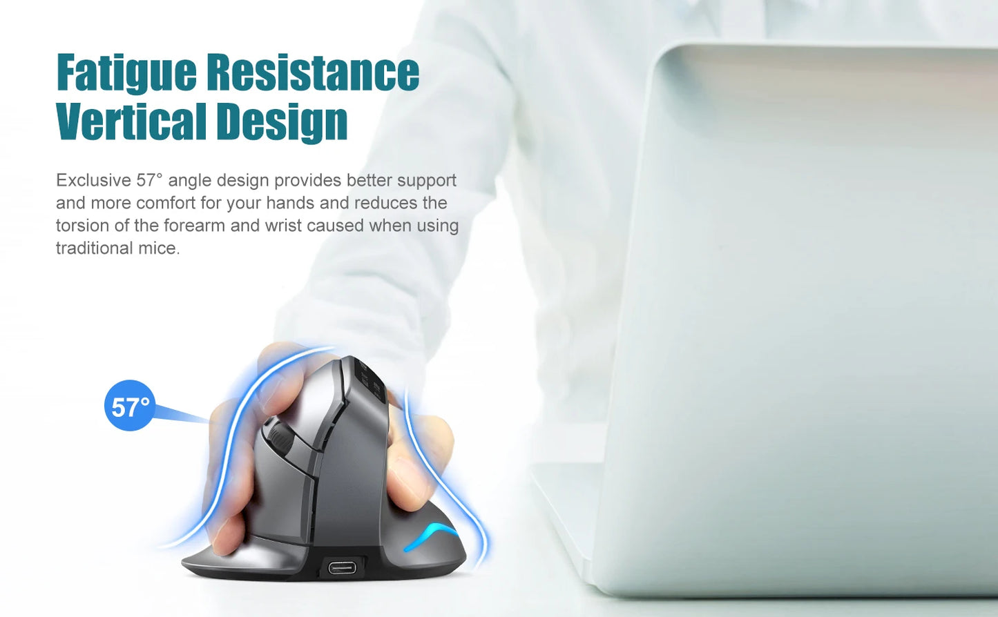 Lefon F26C Vertical Wireless Ergonomic Mouse with OLED Screen, Bluetooth Rechargeable RGB Mouse, 3200 DPI Optical Gaming Mouse for PC & Laptop
