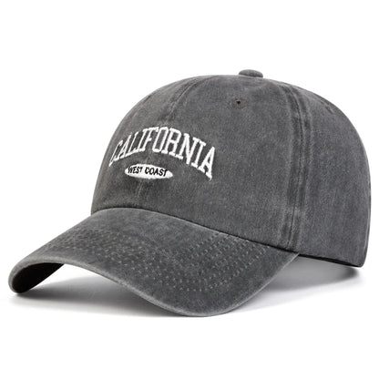 Cappellini da baseball unisex CALIFORNIA con ricamo di lettere, lavabili, per primavera e autunno, da esterno, casual, regolabili, con protezione solare