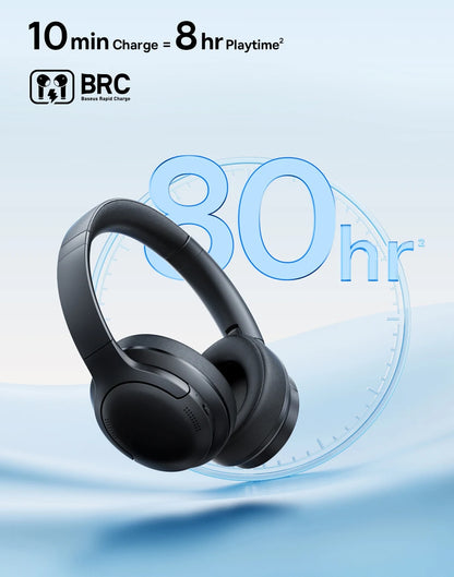 Baseus BH1 Lite Bluetooth 6.0 Wireless Headphones with Super Bass, ENC Clear Calls, 80H Playtime, Over Ear Headset for Gaming & Music