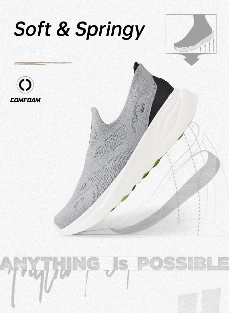 Li-Ning SOFT GO 2 KNIT slip-on wandelschoenen voor heren, casual, dempend, comfortabel en stabiel, LiNing mesh joggingsneakers voor dagelijks sporten AGLV017