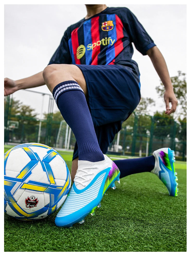 New Men's Football Boots Cleats Shoes Soccer Long Spikes FG Ultralight Training Soccer Shoes Non-Slip Outdoor Match Drop Shipping