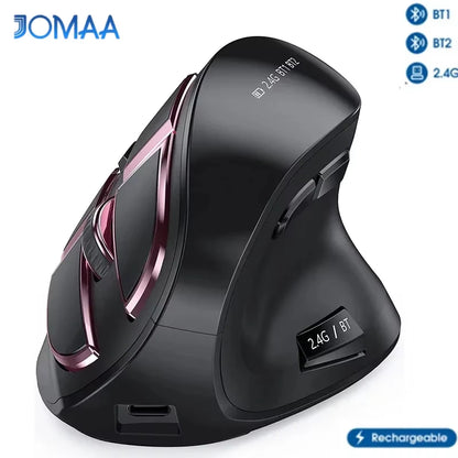Bezdrôtová vertikálna myš Jomaa 2.4G+Bluetooth pre Apple Mac, laptop a notebook, 9 tlačidiel, nabíjateľná herná myš pre PC a iPad