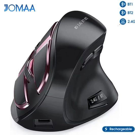 Mouse vertical wireless Jomaa 2.4G+Bluetooth pentru Apple Mac, laptop, notebook, 9 butoane, reîncărcabil, mouse gaming pentru PC și iPad